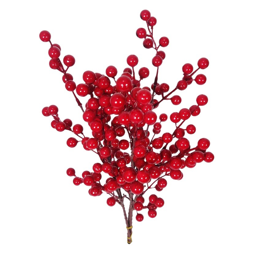 Aperitivo de Año Nuevo flor fortuna fruta artificial Holly arreglo floral de Navidad decoración mesa de comedor baya fruta roja Lovesick simulación de frijol Holly