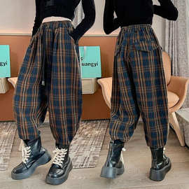 女童裤子春秋大童秋款束脚裤时髦洋气休闲秋季网红炸街儿童直筒裤