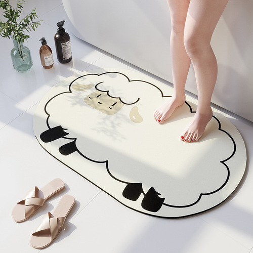 Cartoon Alien Silica Gel Mat Household Kitchen Oil Proof Mat Bathroom Anti-Slip Absorbent Foot Mat Entrance Door Mat