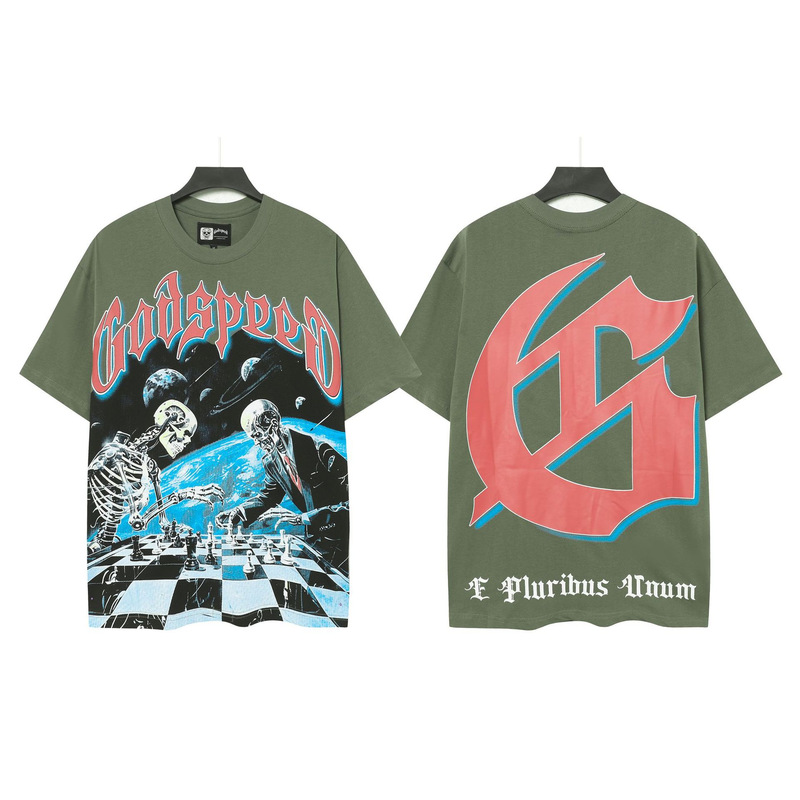 Cross-Border American Style 2026 Niche Trendy Brand Go Retro Washed Distressed Skull Print Loose Short-Sleeve Couple T-Shirt Cross-Border American Style 2026 Niche Trendy Brand Go Retro Washed Distressed Skull Print Loose Short-Sleeve Couple T-Shirt