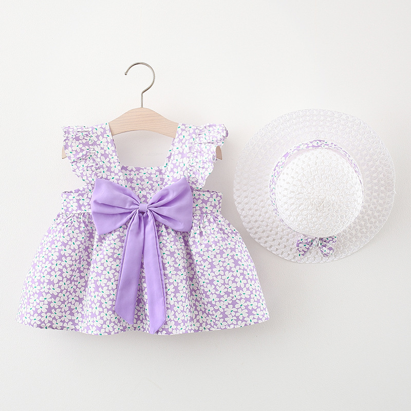 2021 summer new pattern back bow Flying sleeve Straw hat girl Korean Edition bow Hat