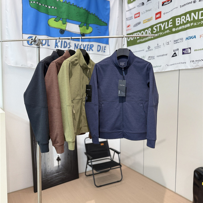Affordable outdoor luxury autumn/winter new men's casual stand-collar open-front knitted jacket, breathable sports outerwear, trendy