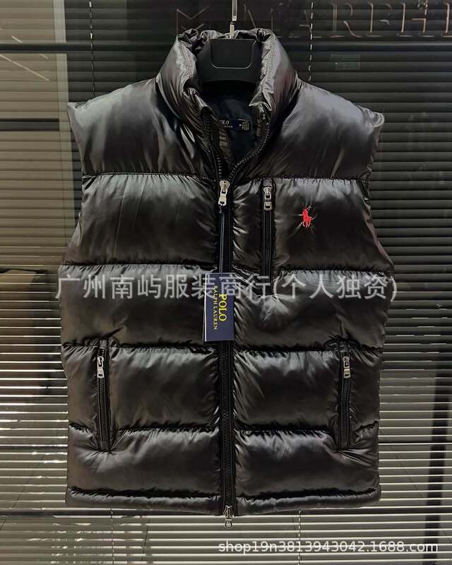 跨境高品质RL小马刺绣美式秋冬季立领保暖马甲男女情侣款背心外套|undefined