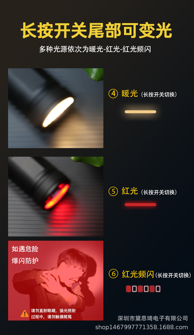 Cross-border new model, compact and powerful flashlight with white laser, high-intensity beam, long-range illumination, ultra-bright, high-power, rechargeable, and portable for outdoor use