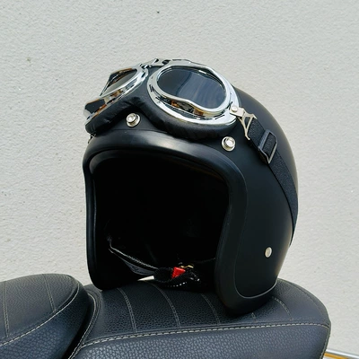 Motosiklet kaskı (dəbilqə) — 500Tx Helmet Half Helmet - matt-black-aviator-glasses-s