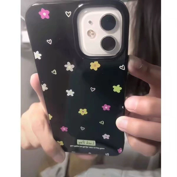 Чехол для телефона (Apple) желейный с цветочным узором — совместим с iPhone 12 Pro и серией iPhone 15, лёгкий