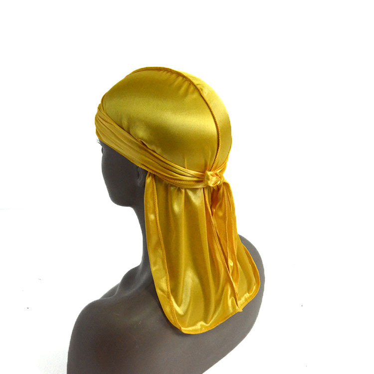 Amazon vende pañuelos elásticos en caliente, sombreros de baotou, sombreros piratas de seda, sombreros de cola larga hip hop silky durag