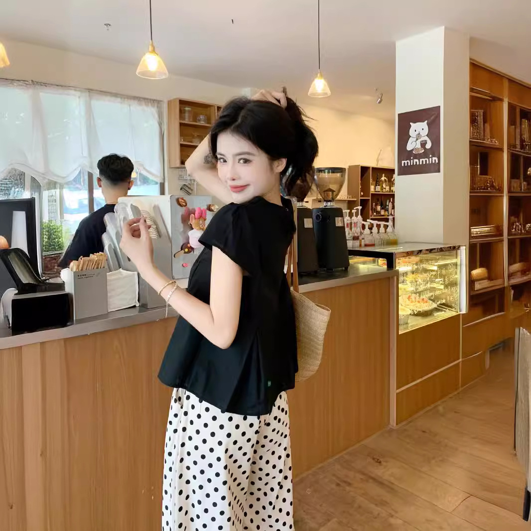  夏  L-4XL 大きいサイズ トップス ワイドパンツ 上下セット