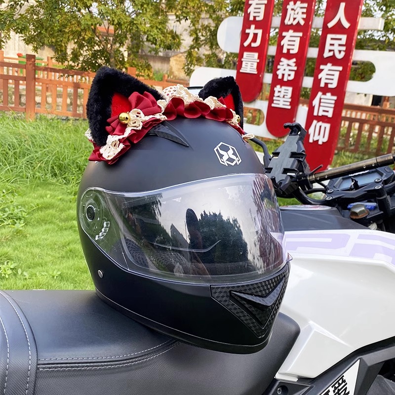 Red and Black Hairband Helmet Decoration Creative Motorcycle Electric Detachable