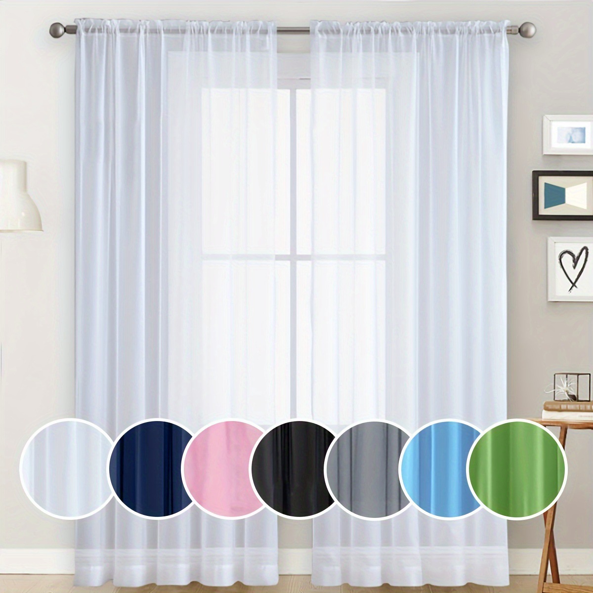 solid color terylene curtain gauze curtain semi light blocking balcony thin window gauze_voghion.com
