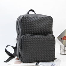 韩版编织商务双肩包 潮流电脑包时尚大容量旅行背包 简约学生书包