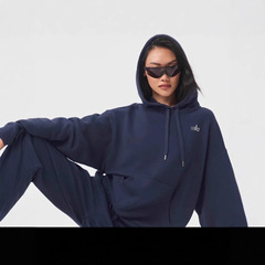 alo class金智秀jisoo同款男女连帽秋冬季加绒套头男女休闲卫衣