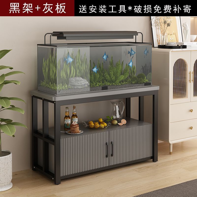 简约鱼缸架带底柜多层金属鱼缸柜储物柜水族箱架子承重底座柜厂家|undefined
