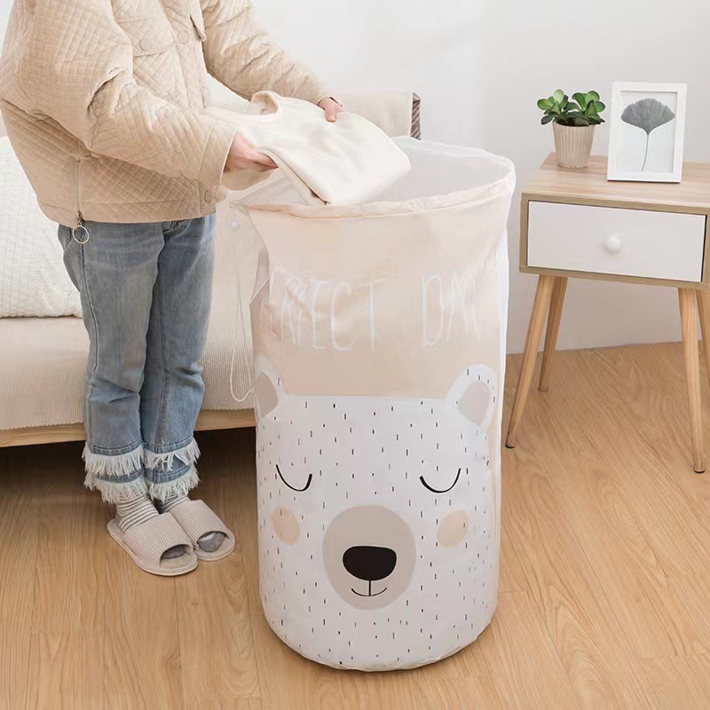 PEVA extraíble con cordón bolsa de edredón de algodón bolsa de almacenamiento cilíndrica a prueba de humedad a prueba de polvo hogar Organización y movimiento de gran capacidad