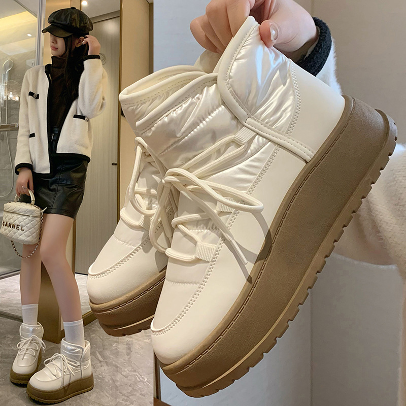 加绒高帮雪地靴女2025冬季新款学生ins韩版保暖休闲鞋棉鞋K2905