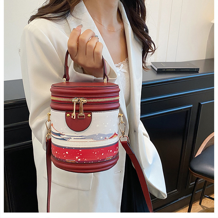 Bolsa tiracolo de balde com graffiti para mulher estilo coreano_voghion.com
