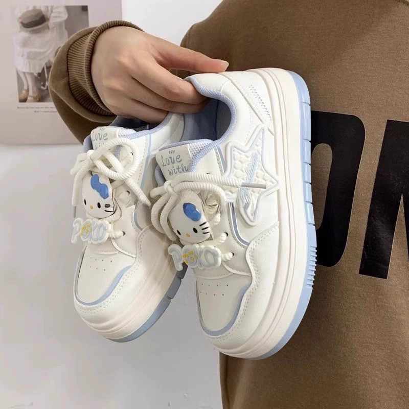2024 осень и зима новые удобные девушки шнуровка дышащая повседневная кошка кожаная обувь маленькая белая обувь кроссовки обувь женская