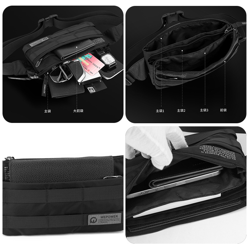 WEPOWER nueva bolsa de hombro pequeña para viajeros al aire libre, cintura portátil, bolsa de pecho anti-salpicaduras de moda de moda