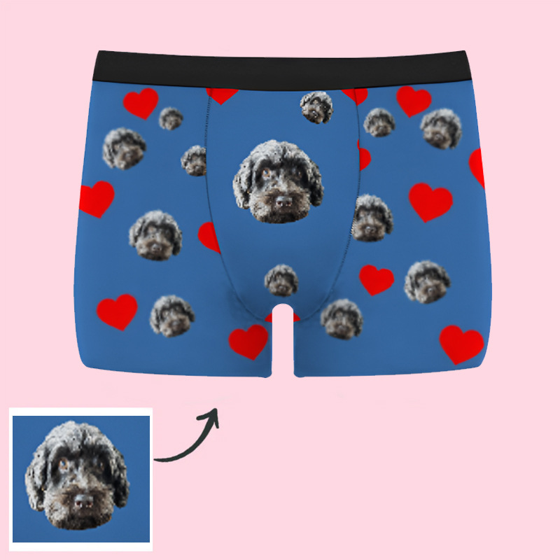 Foreign trade independent station blue pet dog cat head love printed shorts men's boxer pants a custom generation
