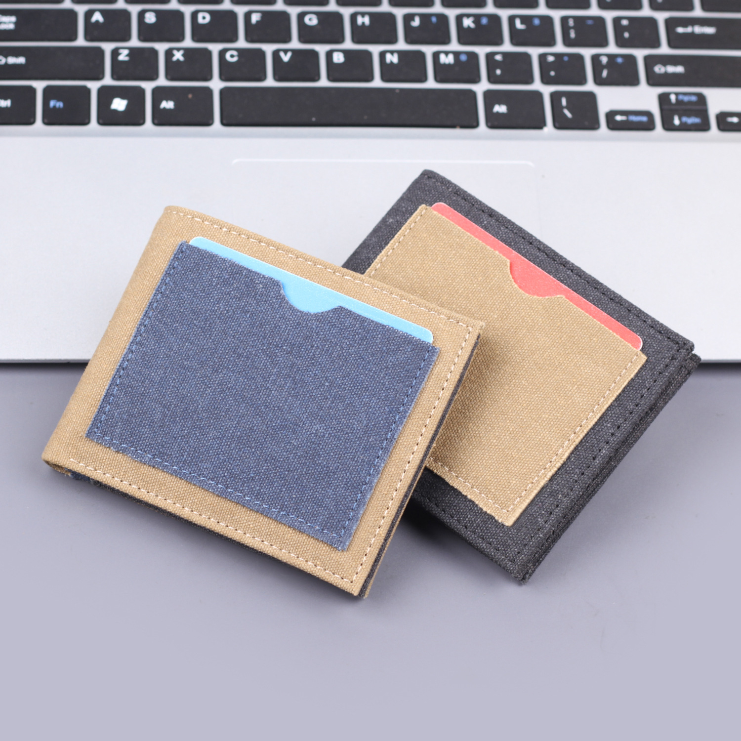 Bolso corto de denim bolso de dólares para hombres bolso de tarjetas para hombres en una cartera de tela pequeña cartera de lona para hombres