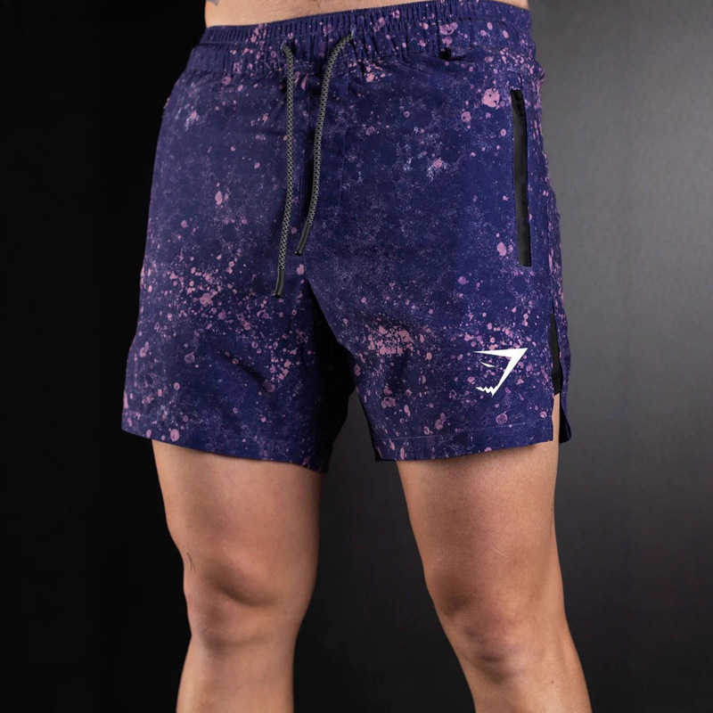 Gymshark Men's Trendy Brand Shorts 2-in-1 Double-Layer Shorts for Sports Training, Fitness, Casual Wear, Loose-Fitting Quarter-Length Shorts