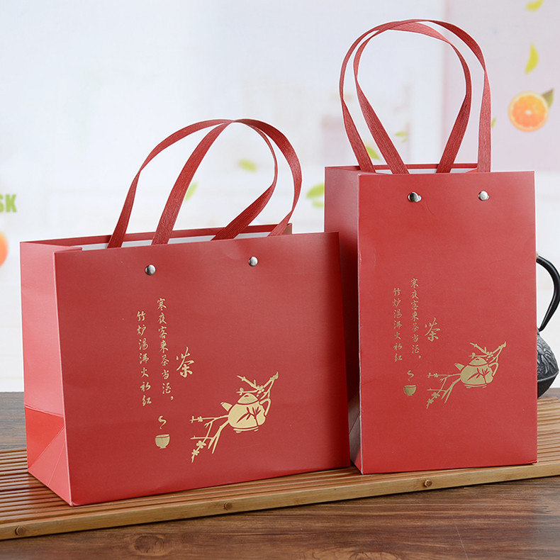 现货单双个装红色茶罐加厚250g白卡纸袋通用礼品包装茶叶罐手提袋