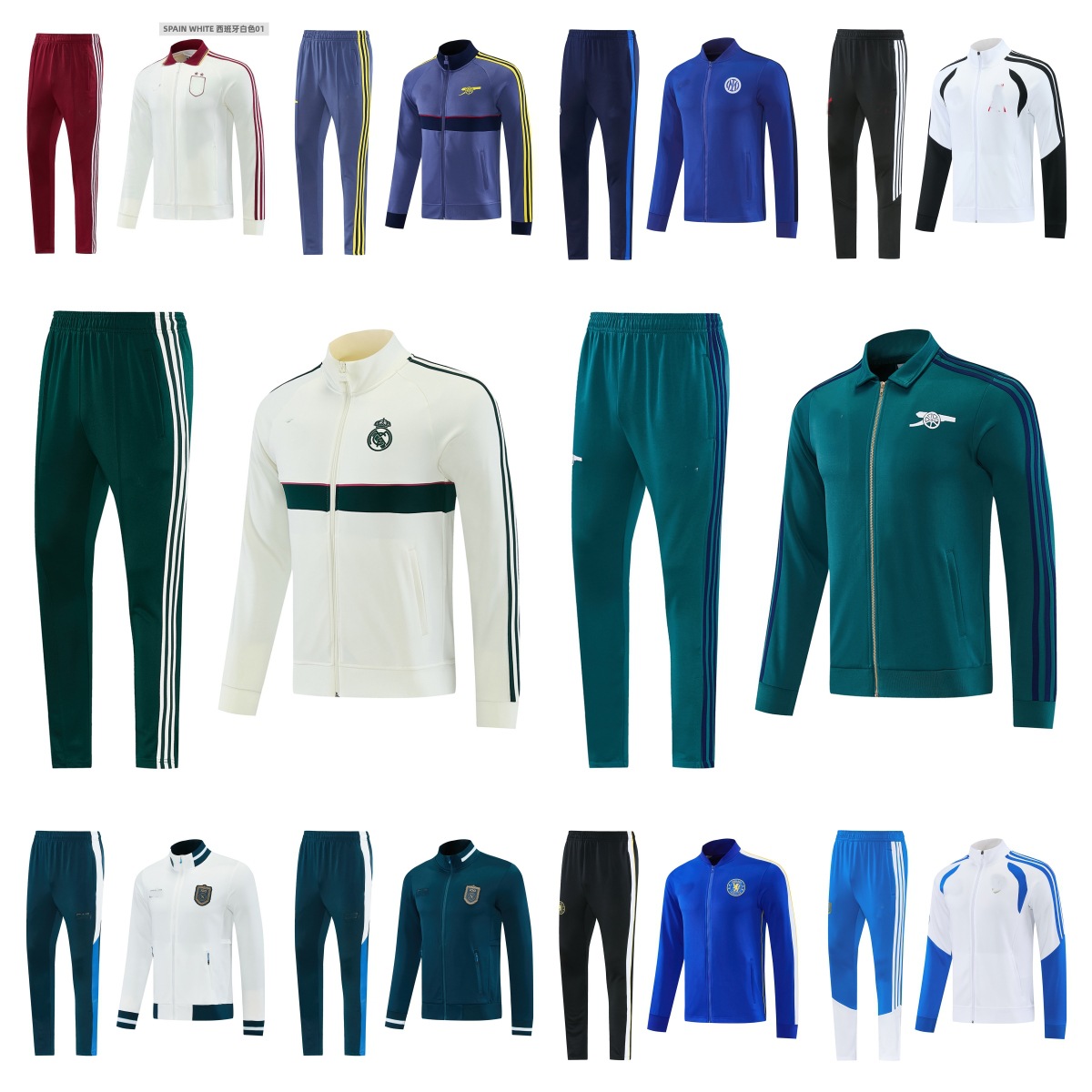 Football Jacket Set Spain Real Madrid Chelsea Tottenham Arsenal Barcelona Paris Argentina Can Be Sold Separately