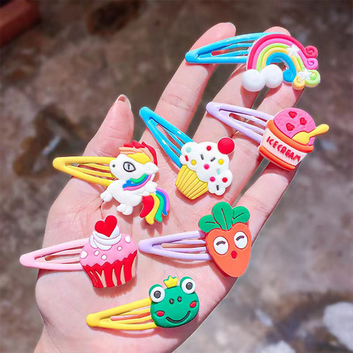 Children's Fruit Flower Hair Clips Set of 10 Girls Baby Edge Clips BB Clips Ice Cream Candy Cute Hair Accessories