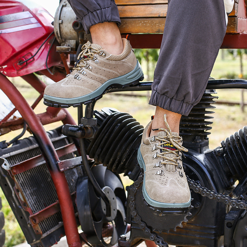 聚氨酯底低帮钢头四季款反绒皮男女透气劳保鞋安全防护钢头钢底