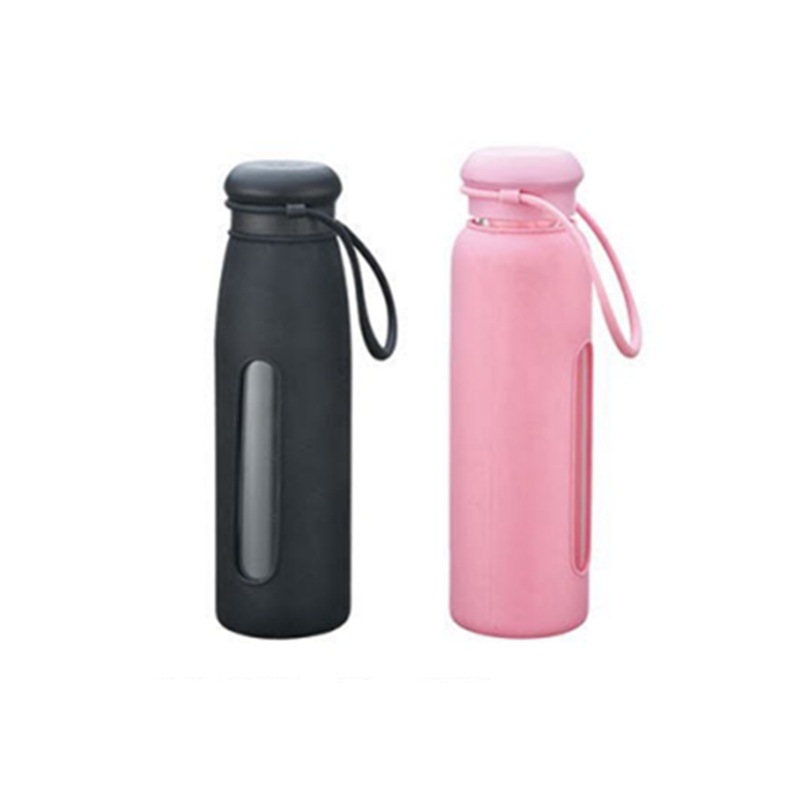 Comercio exterior nuevo tipo de tazas de vidrio de moda simple tazas de automóvil creativas cubiertas de silicona tazas de agua deportivas portátiles al aire libre