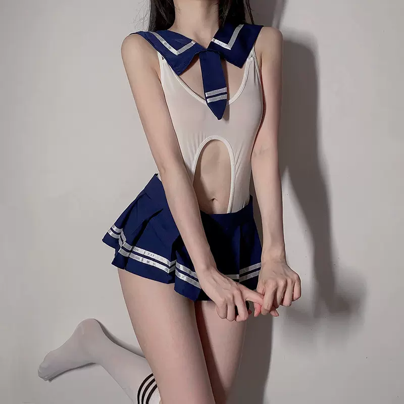 情趣内衣加大码胖MM纯欲制服开裆连体衣学院套装激情衣服代发A115