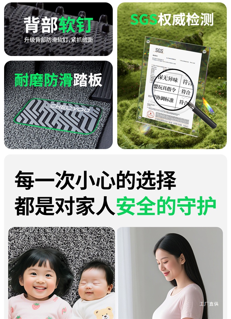 Car Floor Mat for the Driver's Seat, Single Piece Mat for the Driver's Seat, Single Wire Loop for the Passenger's Seat, Special Mat for the Passenger's Seat by Zhepei Hui