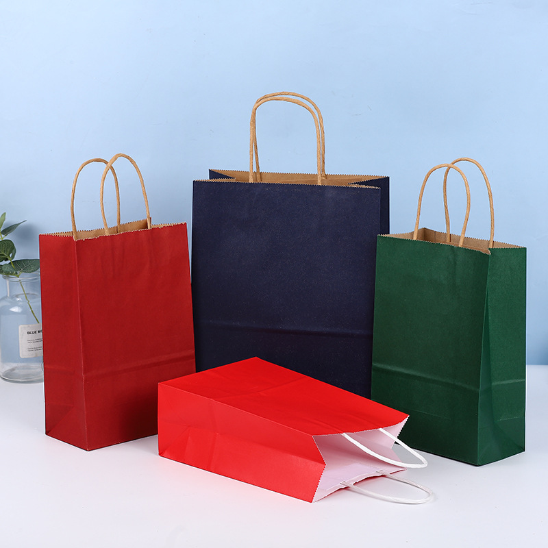 Bolsa de papel Kraft impresión LOGO regalo ropa para llevar hornear leche té envasado de alimentos bolsa de papel portátil