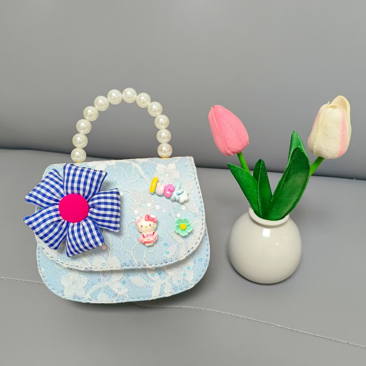 Bolso de princesa portátil de perlas, arco de encaje, bolso de hombro, bolso de cadena, bolso de cambio de Año Nuevo.