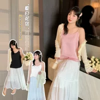 W1169 Xuanchen слегка толстый MM летний новый иностранный женский сплошной цвет атмосферы атласной подтяжки топ