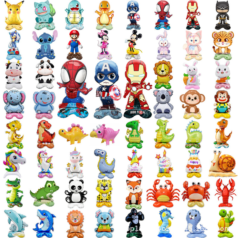 Jungle Party Cartoon Lion Panda Animal Small Base Stand Dinosaur Aluminum Film Balloon Party Decoration Balloon