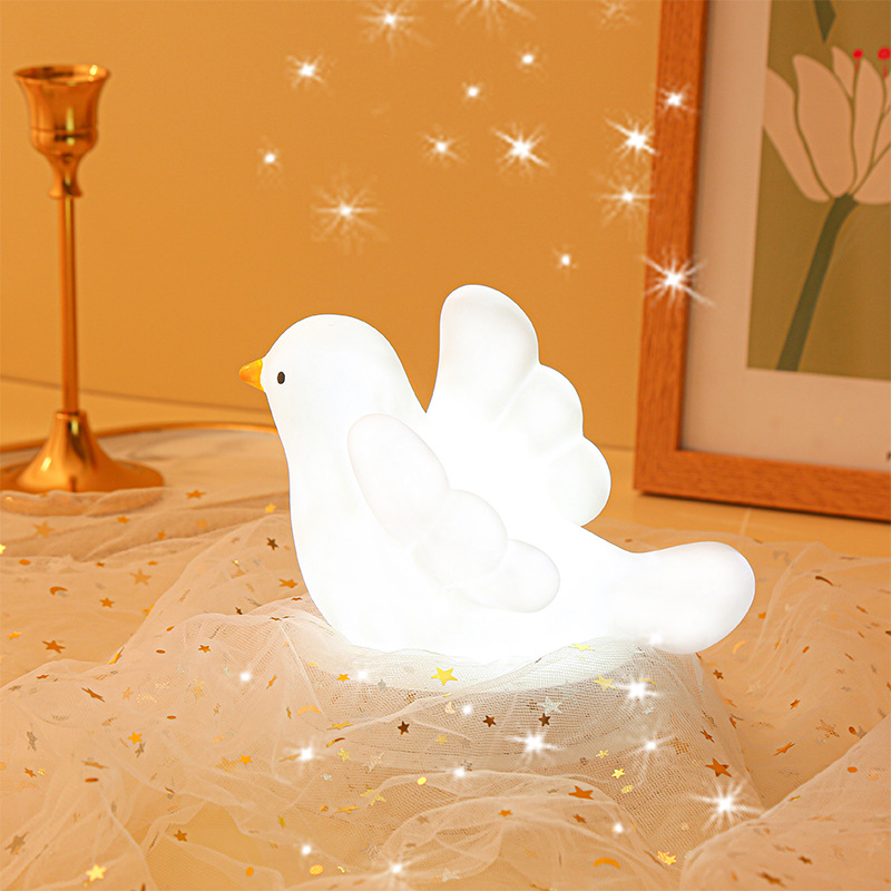 新品創意和平白鴿子小夜燈LED臥室書房床頭裝飾兒童起夜禮品夜燈
