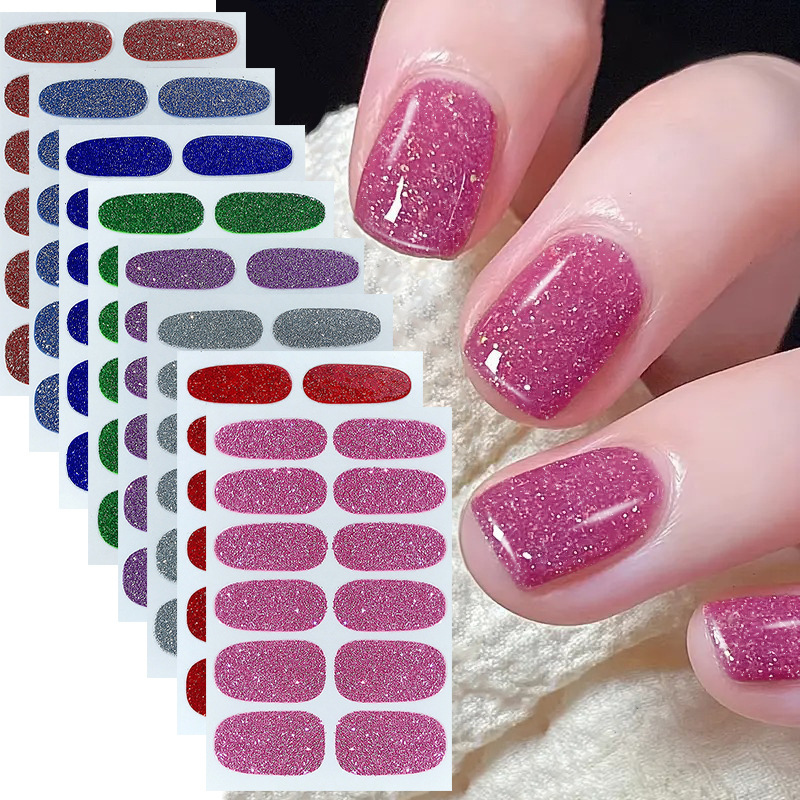 Zhengxiang Internet Celebrant Solid Color Onion Powder Nail Stickers Cross-border temu Nail Stickers Full Stickers Cute Girl Waterproof Nail Stickers