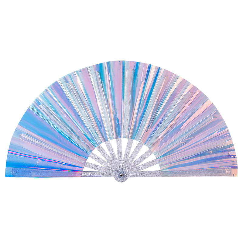 33 cm de plástico transparente hueso de PVC ventilador láser ventilador de mano festival de música Amazon ventilador de venta caliente transfronterizo