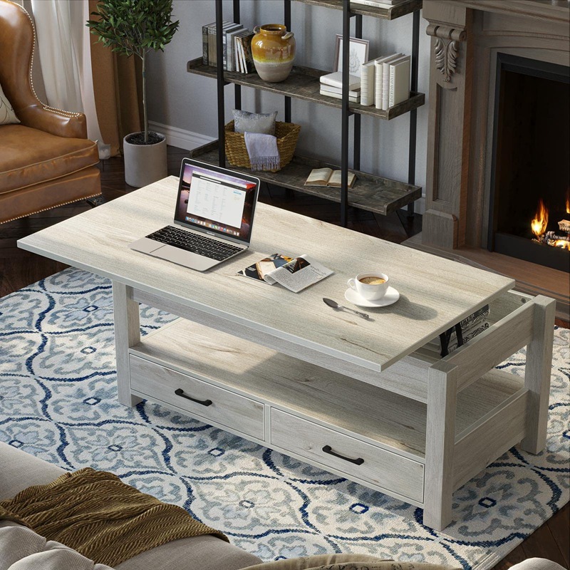 Mesa de café multifuncional de doble uso pequeño apartamento simple luz estilo de lujo sala de estar hogar creativo plegable mesa de café de elevación
