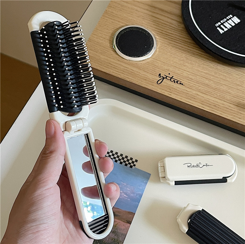 折りたたみミラーコーム一体型エアクッションコームポータブルミニヘアコームかわいいマッサージミラーコームツーインワン卸売|undefined