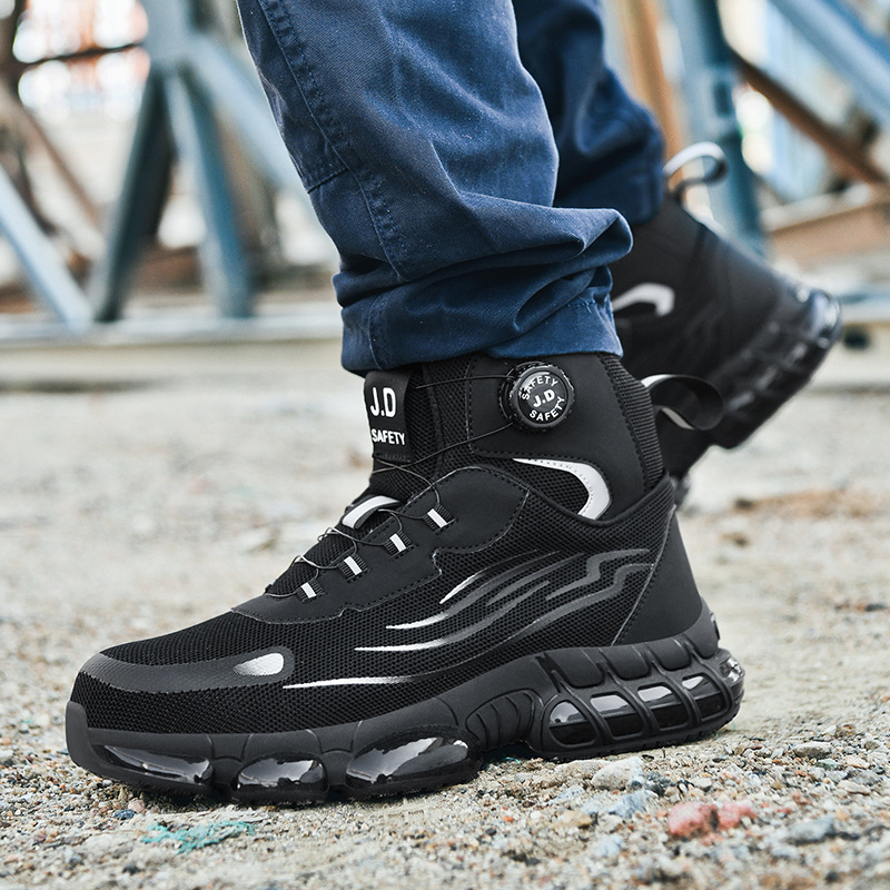 回力潮款防砸防刺穿男士劳保鞋秋冬款包钢头新款旋转扣防护轻便情