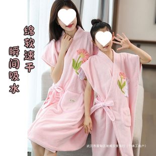 Bath Towel Women's Wearing and Wrapping Bathrobe Cotton Absorbent Quick-drying Adult Household Lazy Bath Skirt Hair-free Large Wrapping Towel