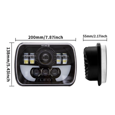 New car LED light motorcycle headlight 7-inch 90W spotlight far and near light belt daytime running light modified car light (İşçi projektorları) - 7inch-horn-style-55mm-thin-shell