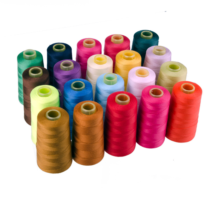 柳青牌202彩色縫紉線滌綸線服裝手縫線牛仔衣線70個色中粗線100克