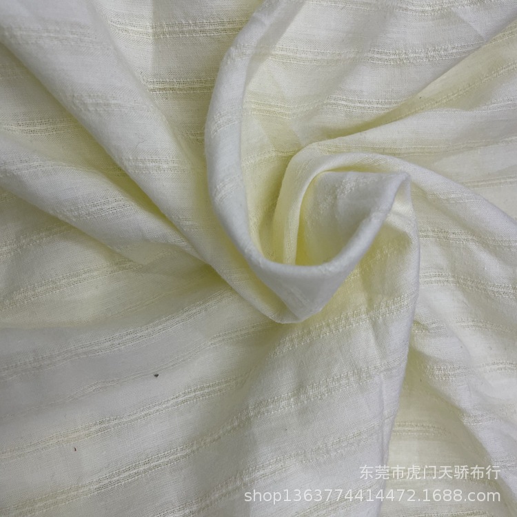 春夏新款梭织棉沙罗布提花 107克薄款梭织棉砂洗条纹提花布衬衣料