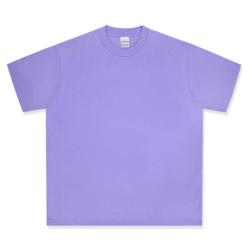 Camiseta de manga corta retro desgastada de algodón pesado transfronterizo 260G versión de lavado de agua suelta cuello redondo de moda base lisa T