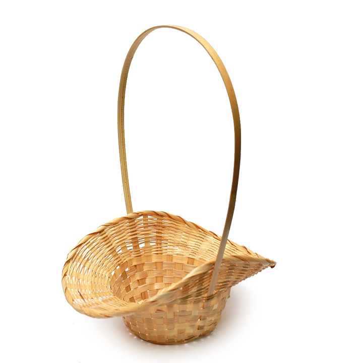 跨境竹编跳舞花篮学校幼儿园广场舞舞蹈道具手提水果篮装饰小竹篮