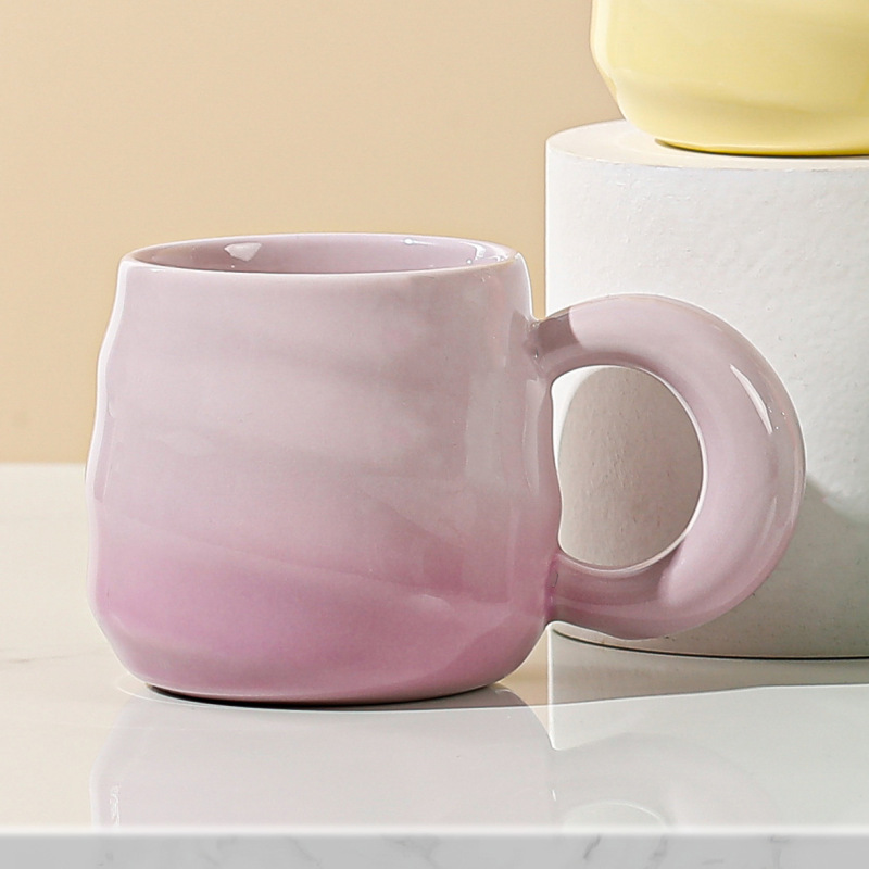 Ins風グラデーションねじ陶磁器カップ高顔値マカロンクリーム風マグカップネット赤オフィスコップ|undefined