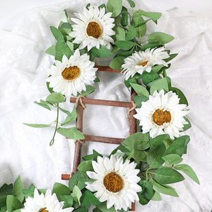 Ins-Style Sunflower Wall Hanging Artificial Flower Vine Climbing Wall Decoration Green Plant Fake Flower Wall Decoration